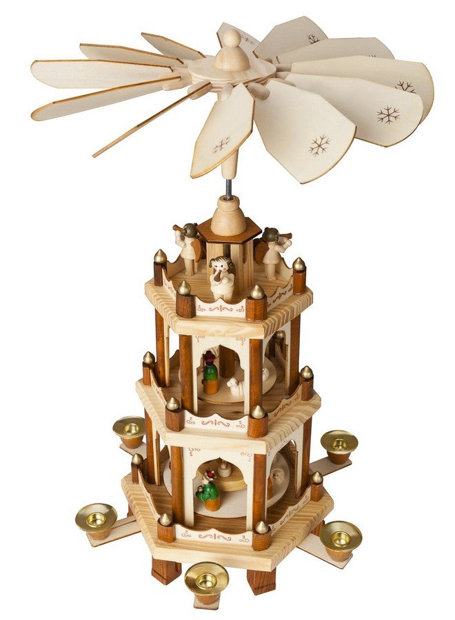 BRUBAKER Wooden Christmas Pyramid - 18 Inches - 3 Tier Carousel - Nativity Play - Image 1