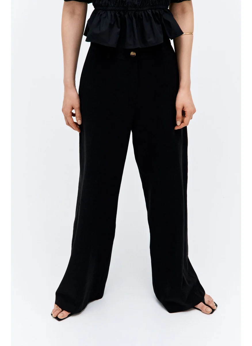 H&M Wide Linen-Blend Trousers