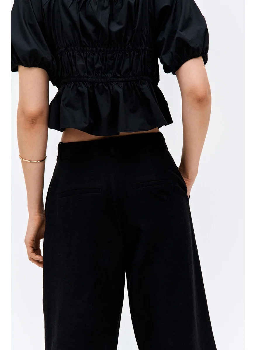 H&M Wide Linen-Blend Trousers