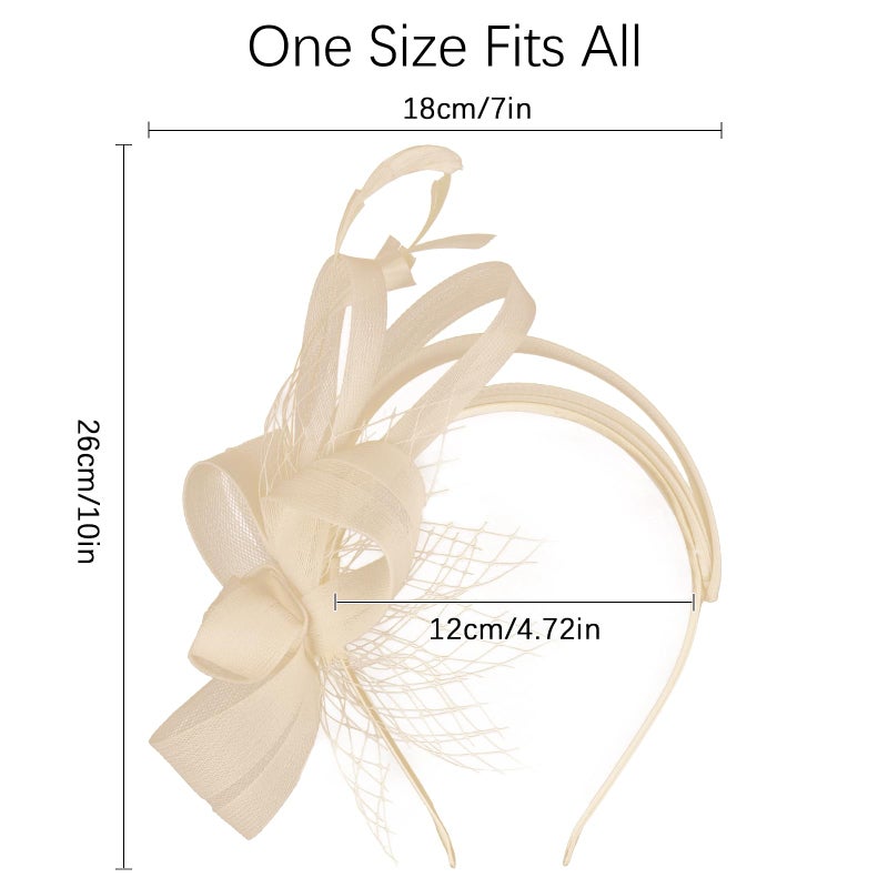 Uintoon Fascinators Hats for Women, Champagne Fascinator Headband with Feather Women's Tea Party Hat Derby Hats for Cocktail, Wedding, Fancy Dress Party, 1920s Accessories for Women and Girls - Image 2