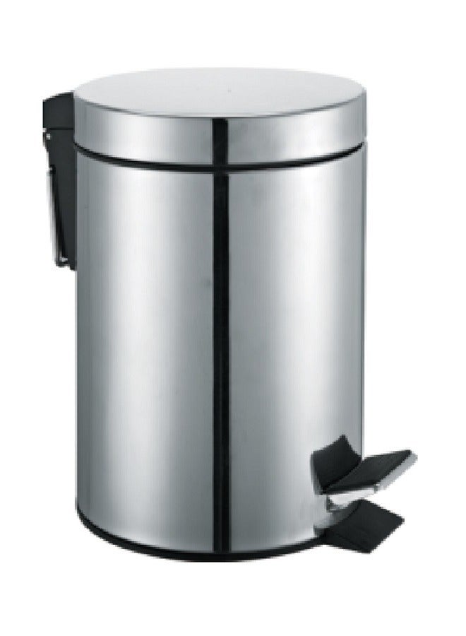 Stainless Steel Portable Trash Bin With Pedal Silver/Black 17 x 26cm  - Image 4