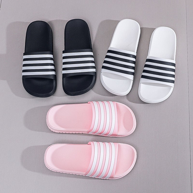 Three Bar Slippers Women'S Summer Korean Style Ins Fashionable Indoor Home Bathroom Bathing Beach Couple Sandals Slippers For Men - Image 2