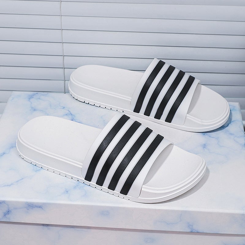 Three Bar Slippers Women'S Summer Korean Style Ins Fashionable Indoor Home Bathroom Bathing Beach Couple Sandals Slippers For Men - Image 4