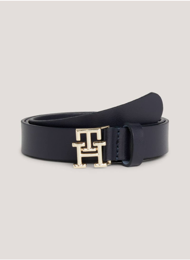 TOMMY HILFIGER Women's Th Logo Adjustable Belt - Leather, Blue  - Image 1