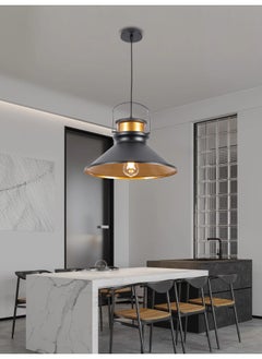 Best Power Industrial Pendant Kitchen Ceiling Light 1051 – Black & Gold Hanging Lamp with E27 Socket – 180cm Adjustable Cord – Vintage Metal Pendant Light  - Image 2