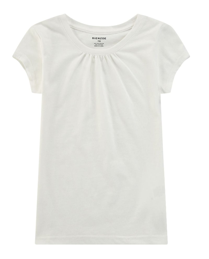 Bienzoe Girl School Uniform Breathable Quick-Dry Short Sleeve T-Shirt Pack A Black Off White Rose Size 10-12 - Image 4