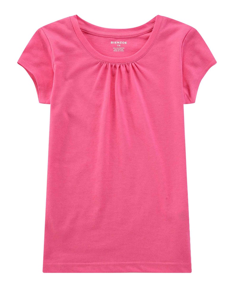 Bienzoe Girl School Uniform Breathable Quick-Dry Short Sleeve T-Shirt Pack A Black Off White Rose Size 10-12 - Image 5
