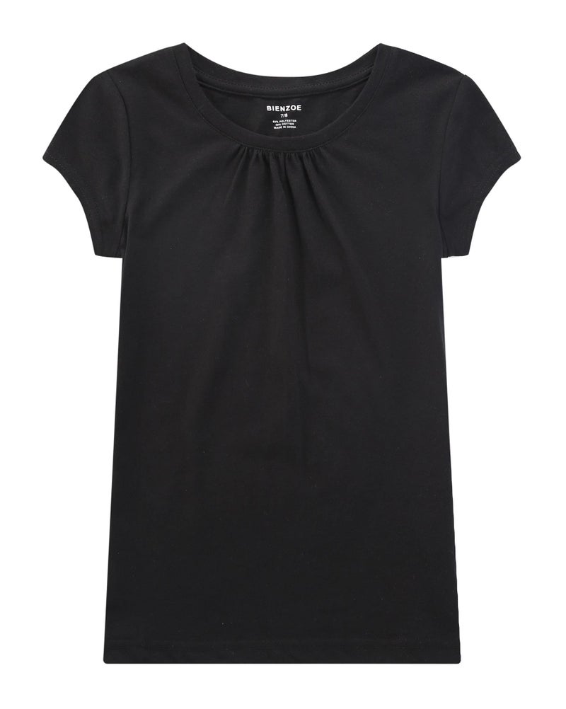 Bienzoe Girl School Uniform Breathable Quick-Dry Short Sleeve T-Shirt Pack A Black Off White Rose Size 10-12 - Image 3