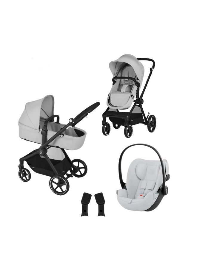 Cybex - EOS Travel System Stone Grey (Frame Black) - Cloud G Fog Grey - Image 1