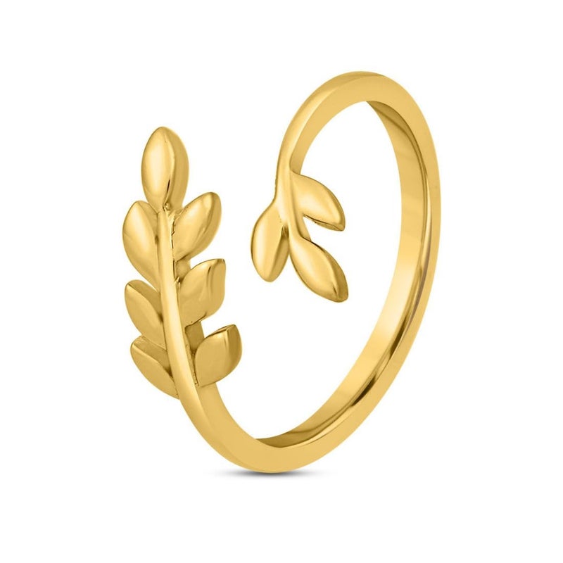 ZAVYA 925 Sterling Silver Leaf Ring | Gold Plated Shimmering Valentine's Gift Ideas-Women Ring | With Certificate of Authenticity and 925 Hallmark - Image 5