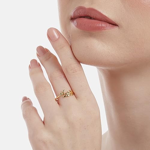 ZAVYA 925 Sterling Silver Leaf Ring | Gold Plated Shimmering Valentine's Gift Ideas-Women Ring | With Certificate of Authenticity and 925 Hallmark - Image 3