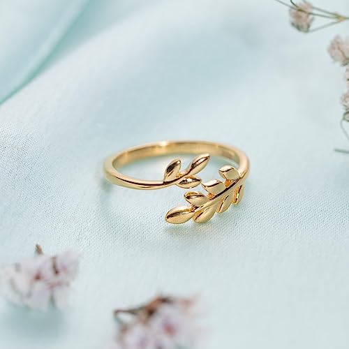 ZAVYA 925 Sterling Silver Leaf Ring | Gold Plated Shimmering Valentine's Gift Ideas-Women Ring | With Certificate of Authenticity and 925 Hallmark - Image 2