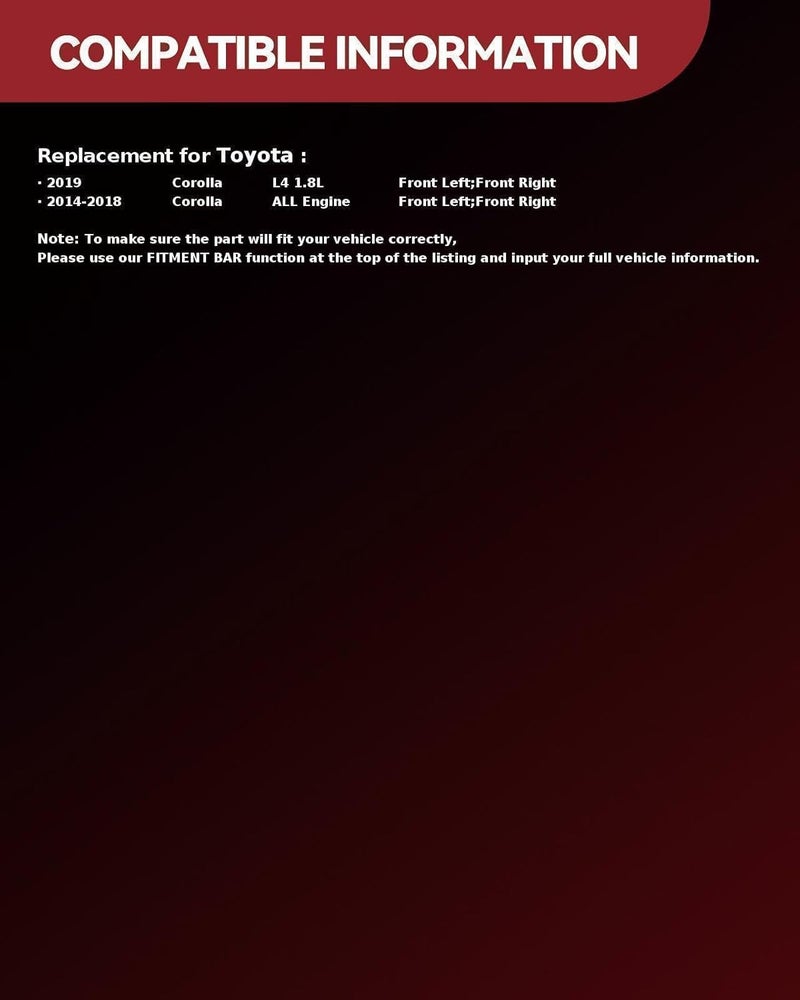 AUTOSITY Front Struts and Shocks Assembly for Corolla 2014-2019 - Image 2