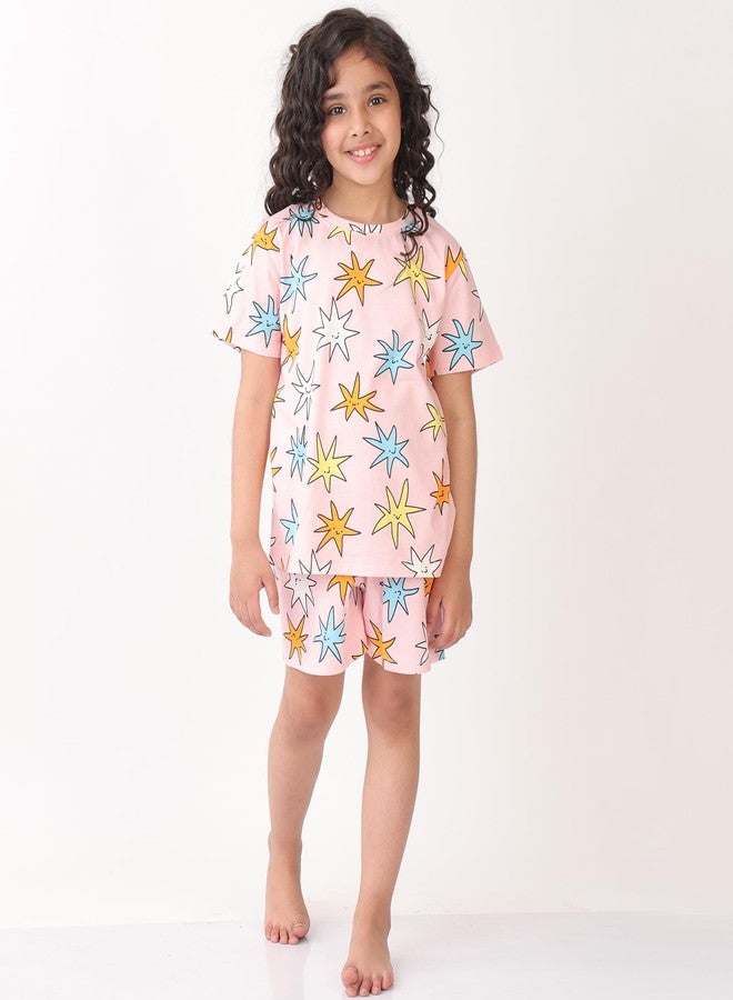 ANTHRILO Pink Star and Black Bow Girls Sleepwear Short Set (Pack of 2) | 6-12 Months - Image 2