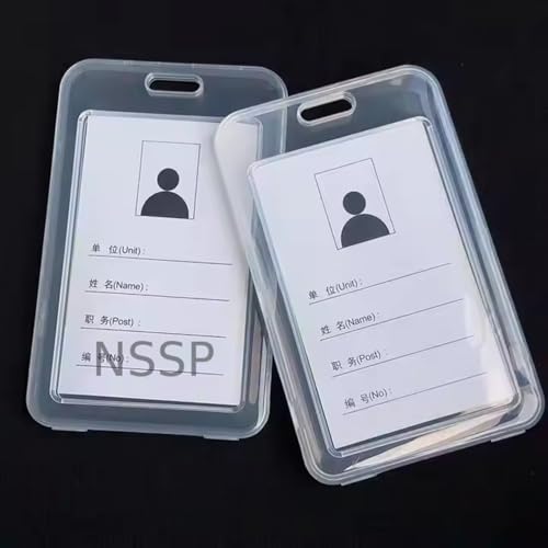 NSSP Plastic ID Card Holder for Office and School use Locking Style Vertical (Transparent, Pack of 5) - Image 4