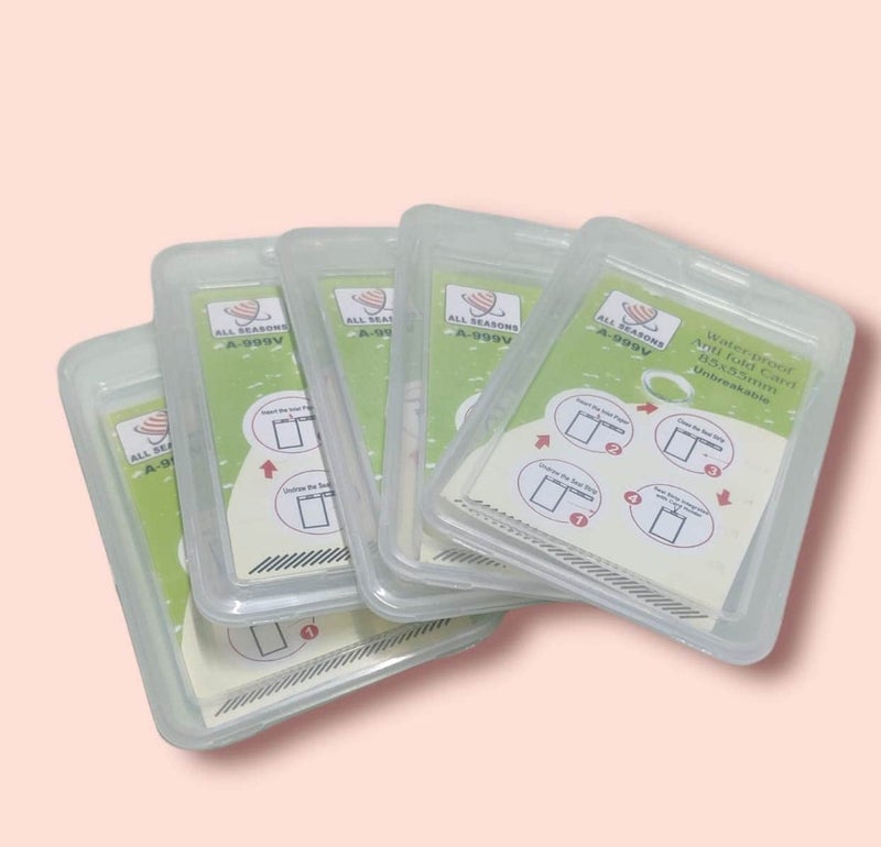 NSSP Plastic ID Card Holder for Office and School use Locking Style Vertical (Transparent, Pack of 5) - Image 1