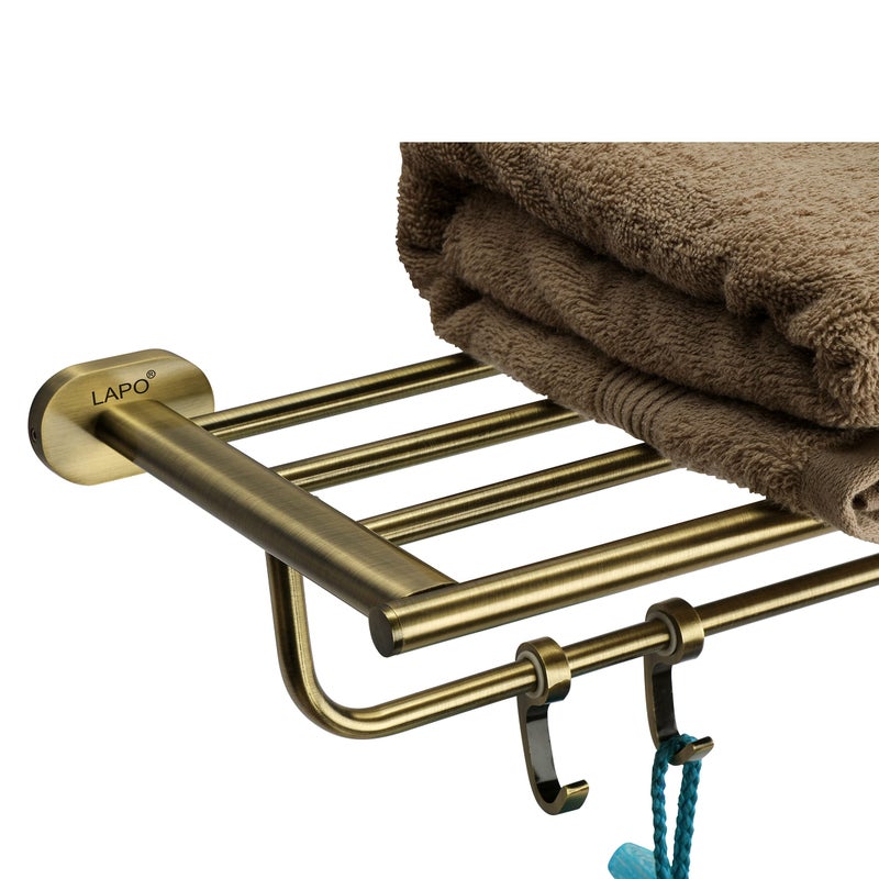 LAPO Stainless Steel 304 Grade Towel Rack for Bathroom with Hook | Bathroom Accessories | Towel Stand | Towel Hanger(24 inch, Antique Finish) - Image 4