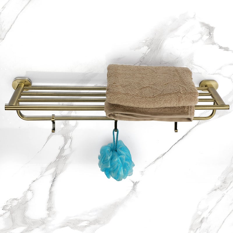 LAPO Stainless Steel 304 Grade Towel Rack for Bathroom with Hook | Bathroom Accessories | Towel Stand | Towel Hanger(24 inch, Antique Finish) - Image 3