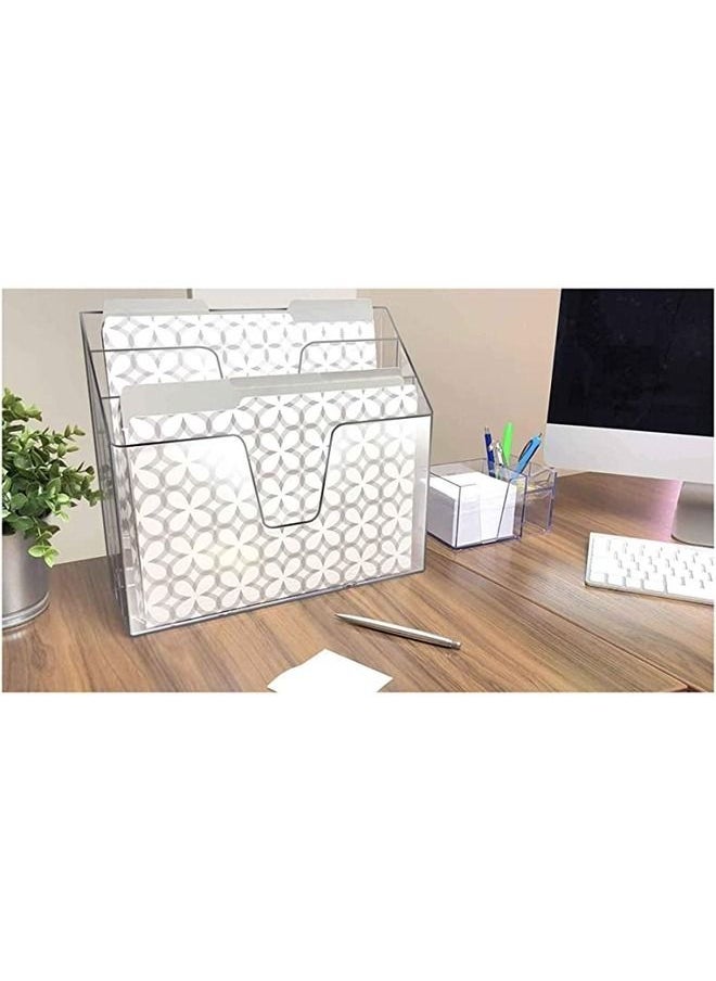 SMARTPOINTS Horizontal Triple File Folder Organiser (Crystal Colour)  - Image 5