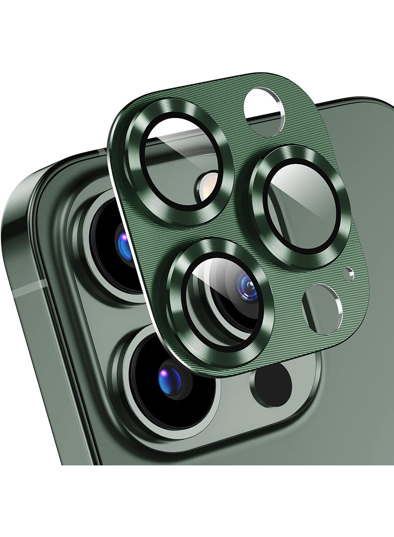 Theodor iPhone 13 Pro Max/ 13 Pro  Camera Lens Protector With 9H Tempered Glass Camera Ring Anti Scratch Metal Plate [Drop Protection], Case Friendly Camera Cover, Alpine Green - Image 1