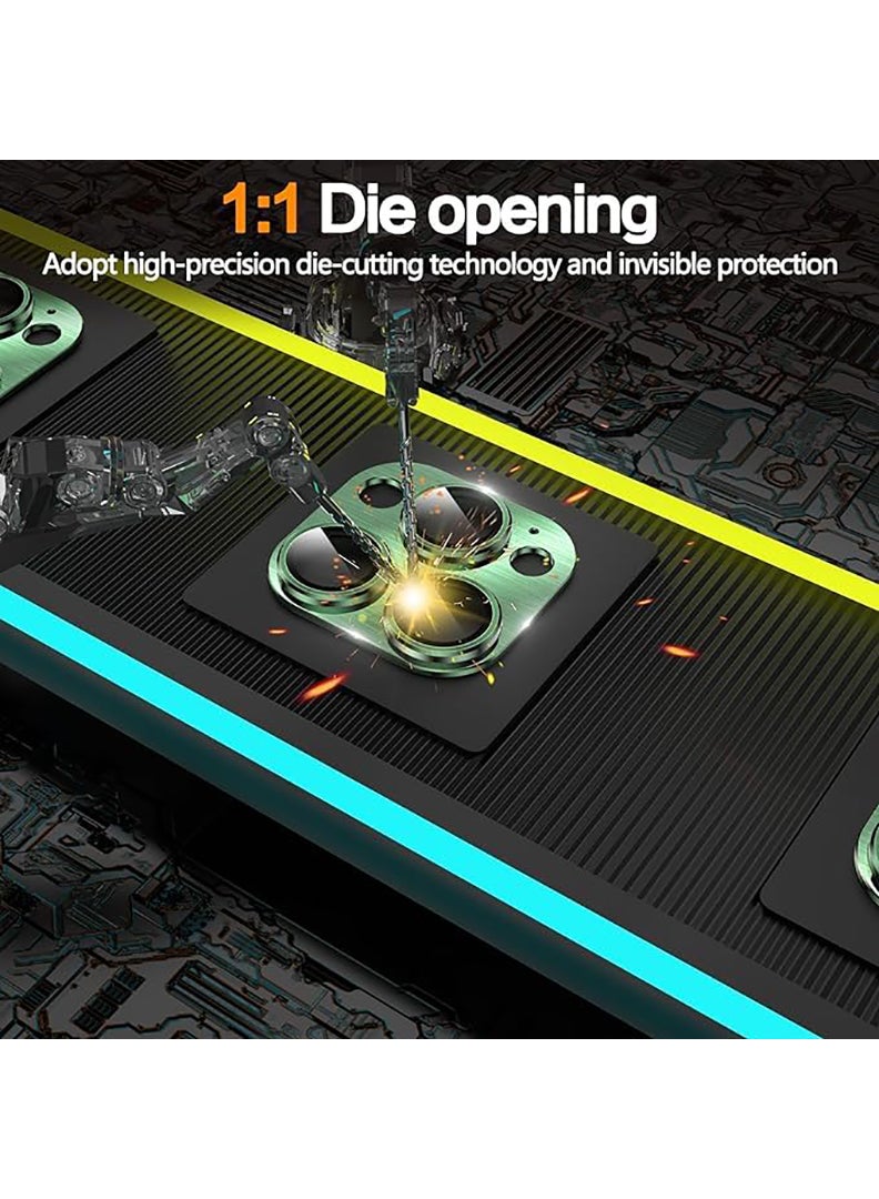 Theodor iPhone 13 Pro Max/ 13 Pro  Camera Lens Protector With 9H Tempered Glass Camera Ring Anti Scratch Metal Plate [Drop Protection], Case Friendly Camera Cover, Alpine Green - Image 5