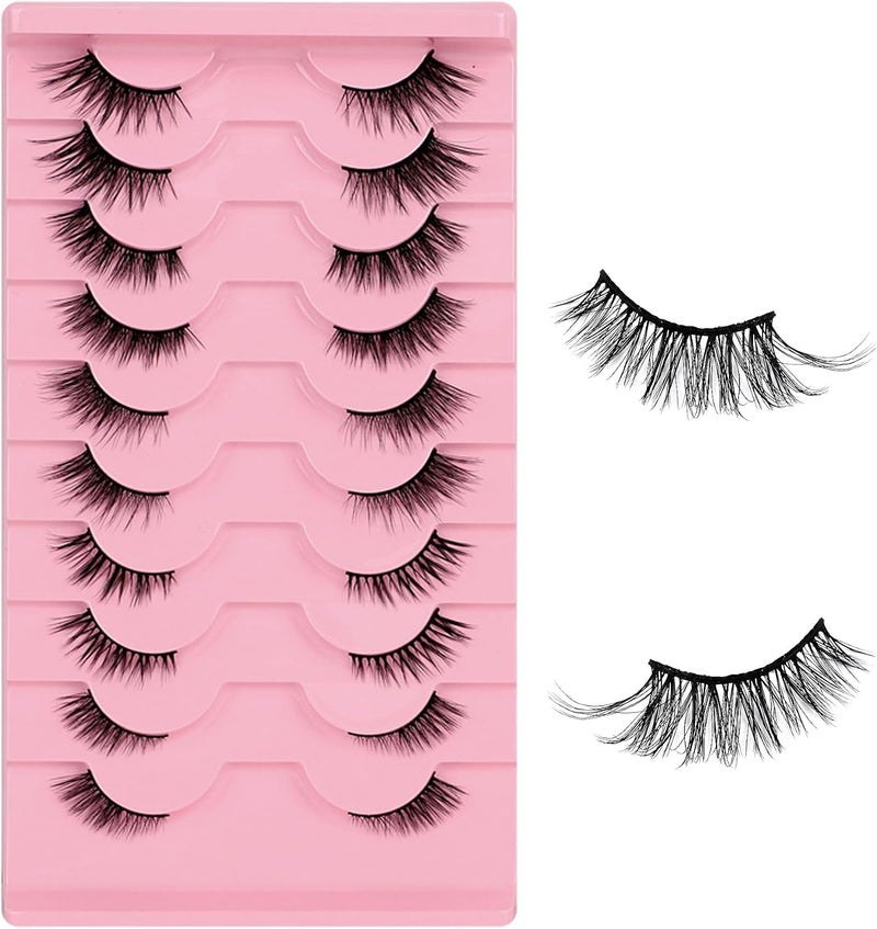 TORMEN 10 Pairs Half False Eyelashes, 3D Handmade Mink False Eyelash Set, Transparent Cat Eye Natural Short Eyelash - Image 2
