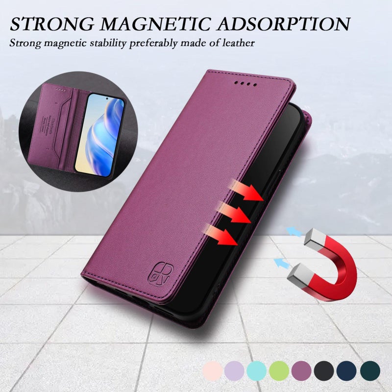 BURAQ Case Cover For Infinix Note 50s RC01 Dual-Folded Magnetic Suction RFID Leather Phone Case(Violet) - Image 5