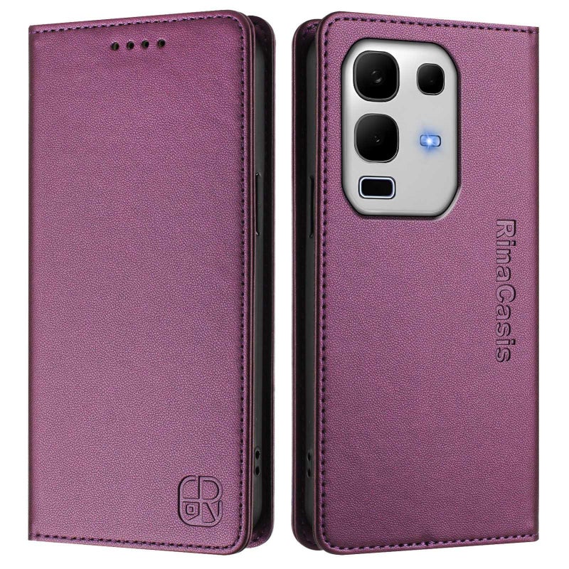 BURAQ Case Cover For Infinix Note 50s RC01 Dual-Folded Magnetic Suction RFID Leather Phone Case(Violet) - Image 2