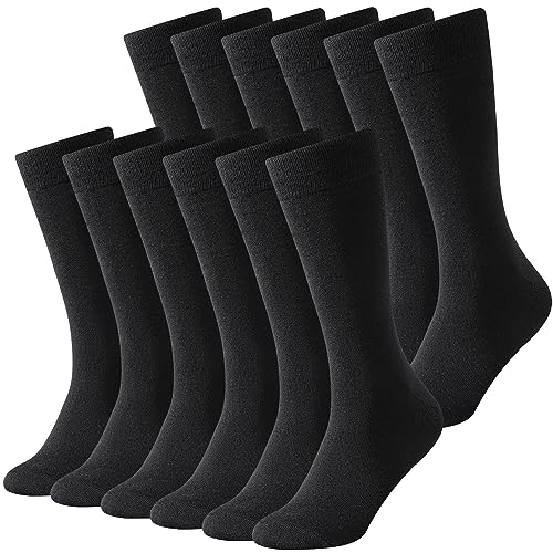 BONANGEL Thin Merino Wool Socks for Men, Mens Black Winter Thermal Wool Dress Crew Hiking Socks - Image 1