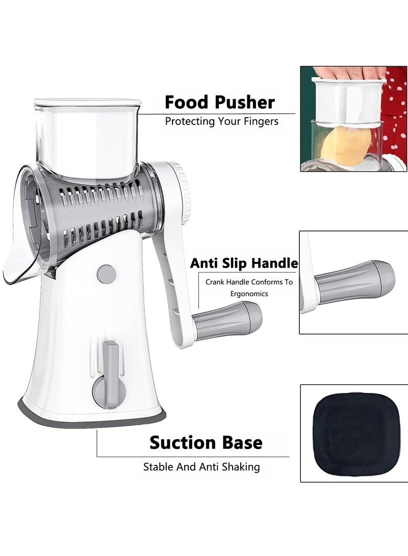 Vegetable Chopper, Cheese Grater with 5 Interchangeable Stainless Steel Blades, Potato Cutter for Kitchen(White)  - Image 4