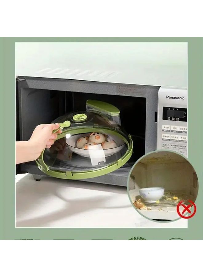 Green Steamer Cover Microwave Safe High Temp Resistant Plastic Lid - Image 1