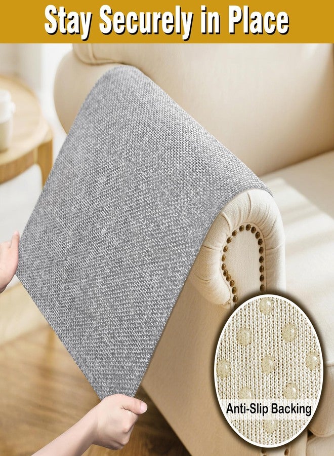 LovoGemy Couch Arm Covers, Sofa Arm Covers, Waterproof Armrest Cover for Sofa, Armchair, Loveseat, Non-Slip Recliner Arm Cover, Headrest Cover, Arm Chair Covers Set of 2 (Light Gray, 24"×20") - Image 5