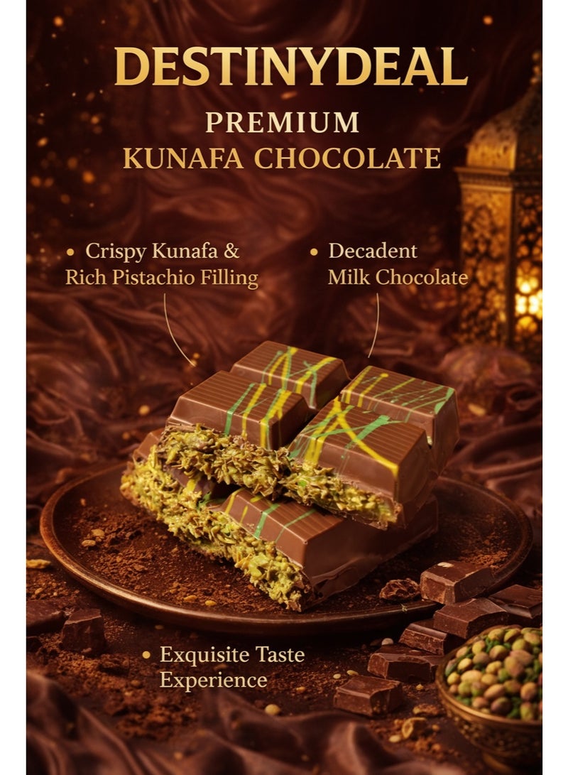 Destinydeal Pistachio Kunafa Dubai Chocolate – 200g | Premium Fusion Dessert Bar - Image 4