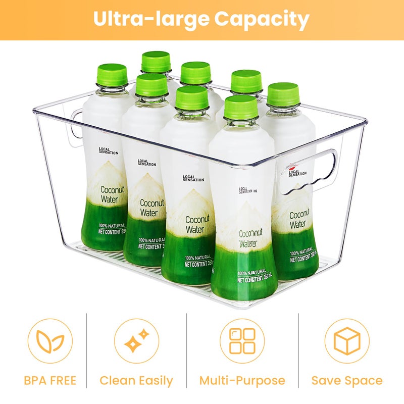 YIHONG 8 Pack Clear Pantry Organizer Bins,Plastic Storage Containers with Handle for Kitchen,Freezer,Cabinet,Closet,Bathroom Under Sink Organization - Image 3