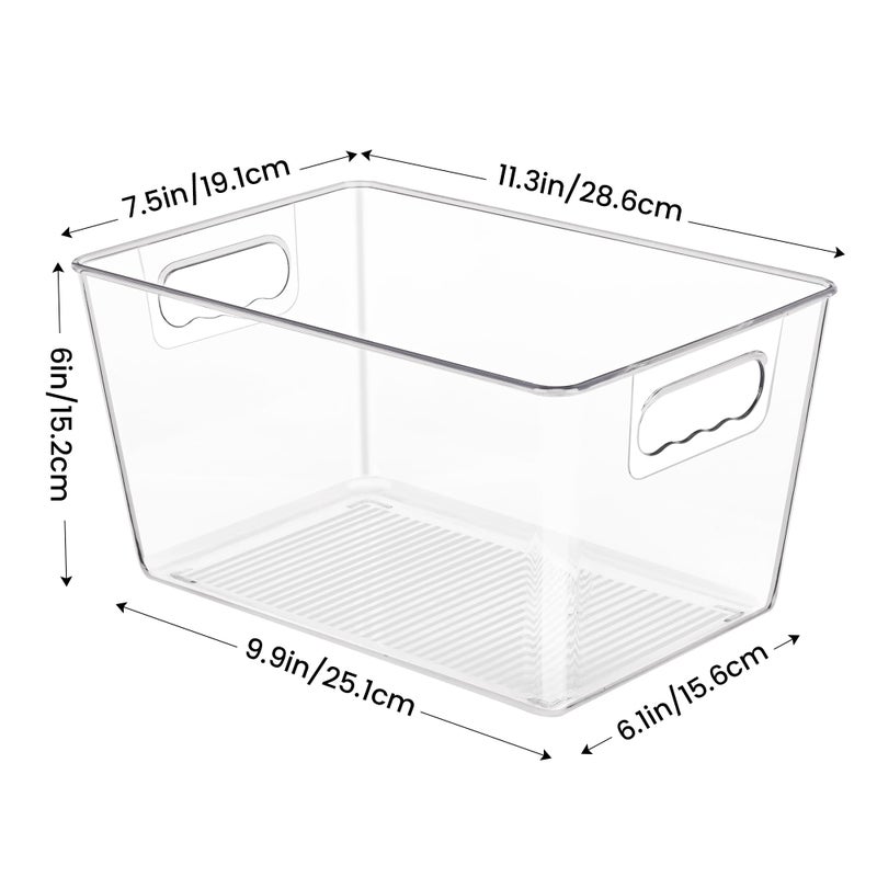 YIHONG 8 Pack Clear Pantry Organizer Bins,Plastic Storage Containers with Handle for Kitchen,Freezer,Cabinet,Closet,Bathroom Under Sink Organization - Image 2