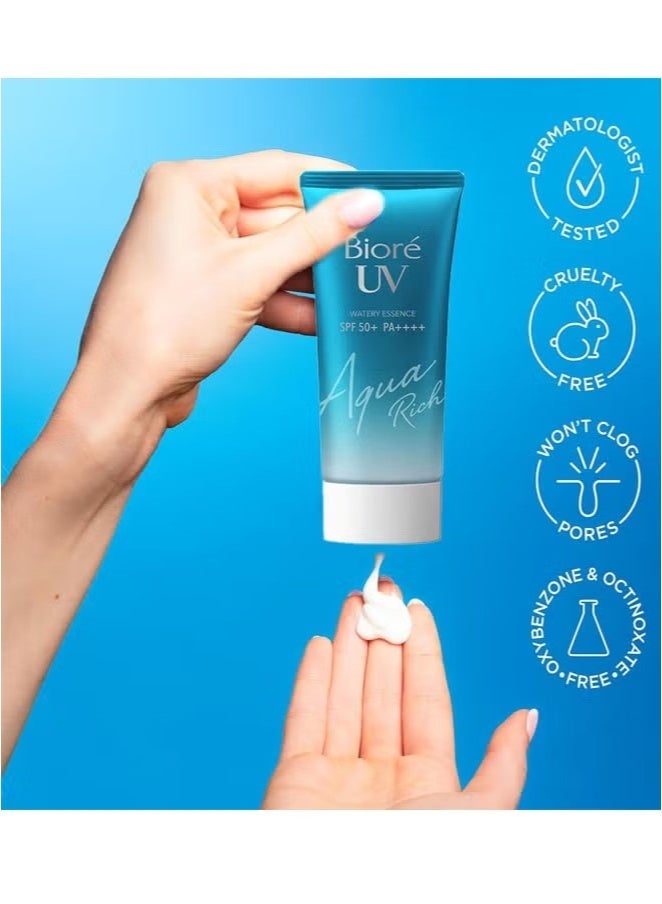 Biore UV Watery Essence SPF 50+ PA++++ Sunscreen For Face 50g Helps Protect Your Face from UV Rays and Moisturizes Can Easily be Worn Alone or Under Makeup Perfectly Blends Into Liquid Foundation - Image 5