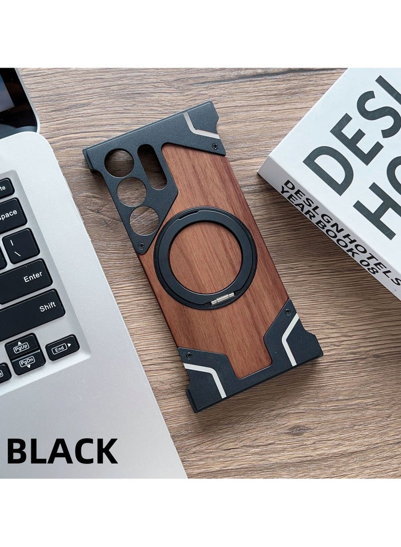 Samsung Galaxy S25 Ultra Frameless Case with Rotatable Magnetic Stand Compatible with MagSafe Minimalist Bezel Design
