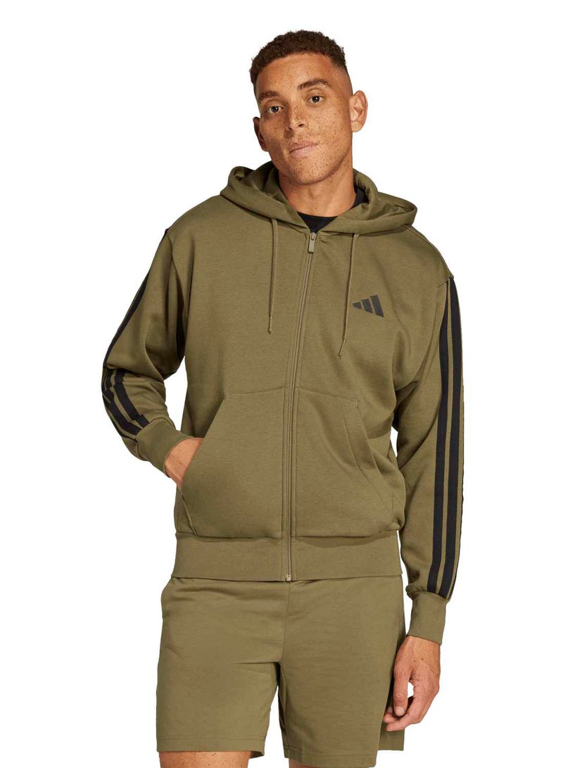 Adidas Essentials Three Stripes Fleece Hoodie - Image 1