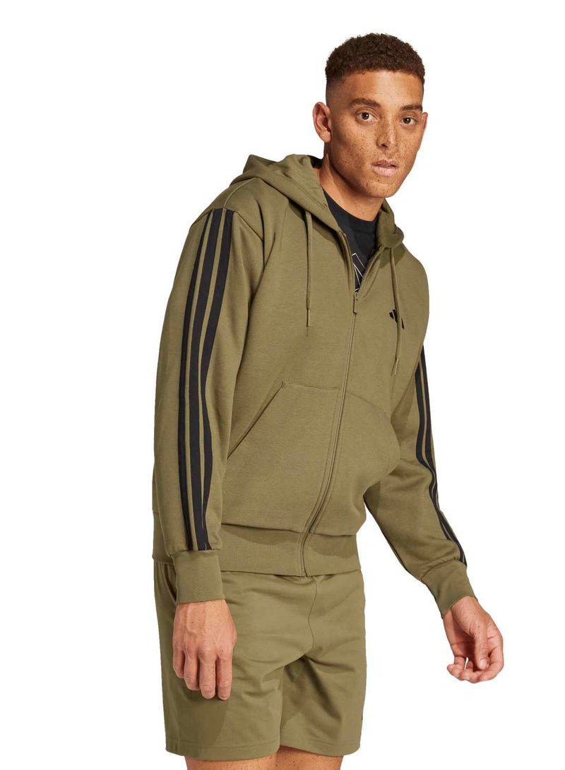 Adidas Essentials Three Stripes Fleece Hoodie - Image 3
