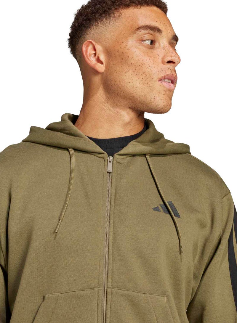 Adidas Essentials Three Stripes Fleece Hoodie - Image 5