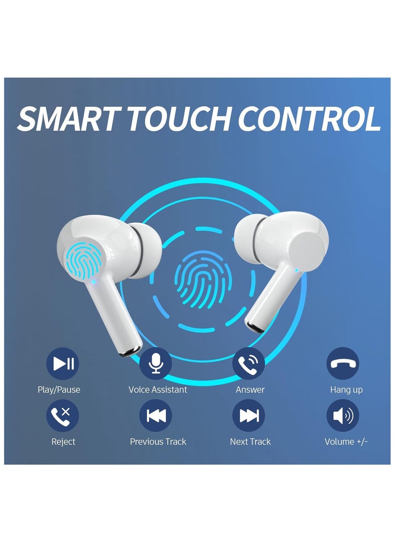 lekikpo Wireless Ear Buds, Earbuds Bluetooth 5.3 Headphones 40H Playtime LED Display, Bass Stereo in-Ear Earphones with Microphone for iPhone Samsung Android Laptop (White)  - Image 2