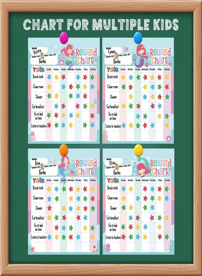 yasest Reward Chart for Kids - Mermaid Magnetic Kids Behavior Chart, Pad with 26 Chore Charts, 1920 Star Stickers, 36 Incentive Stickers, Responsibility Chart for Kids Girls Toddlers - Kids Chore Chart - Image 5