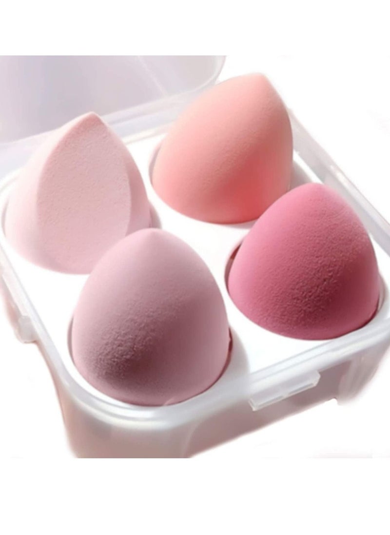 ORiTi ORiTi Makeup Sponge Set 4pcs Blender Multi-colored Beauty Foundation Blending Sponge for Liquid, Cream, and Powder Dry & Wet Use Makeup Sponge Egg (Pink)  - Image 1