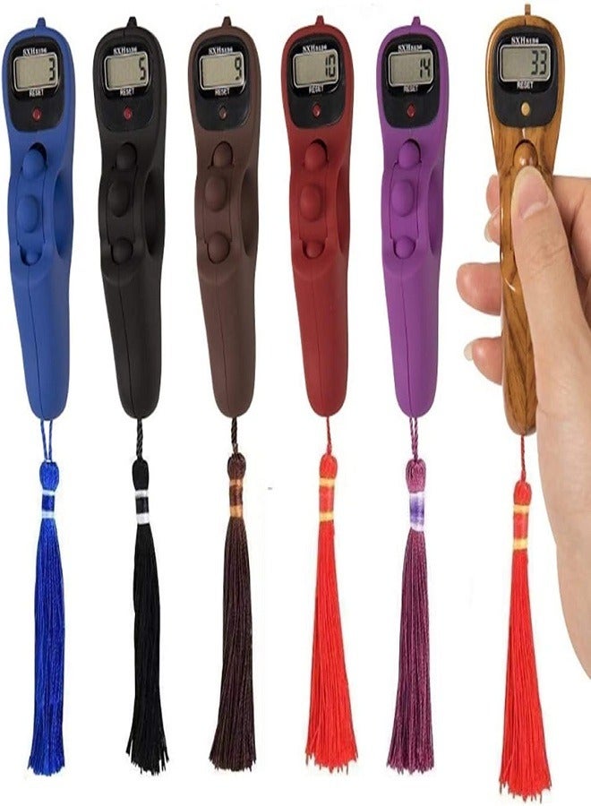 Digital Rotating Finger Rosary and Islamic Tasbeeh Counter with Digital Counter for Islamic Prayer Meditation Yoga 6pcs 