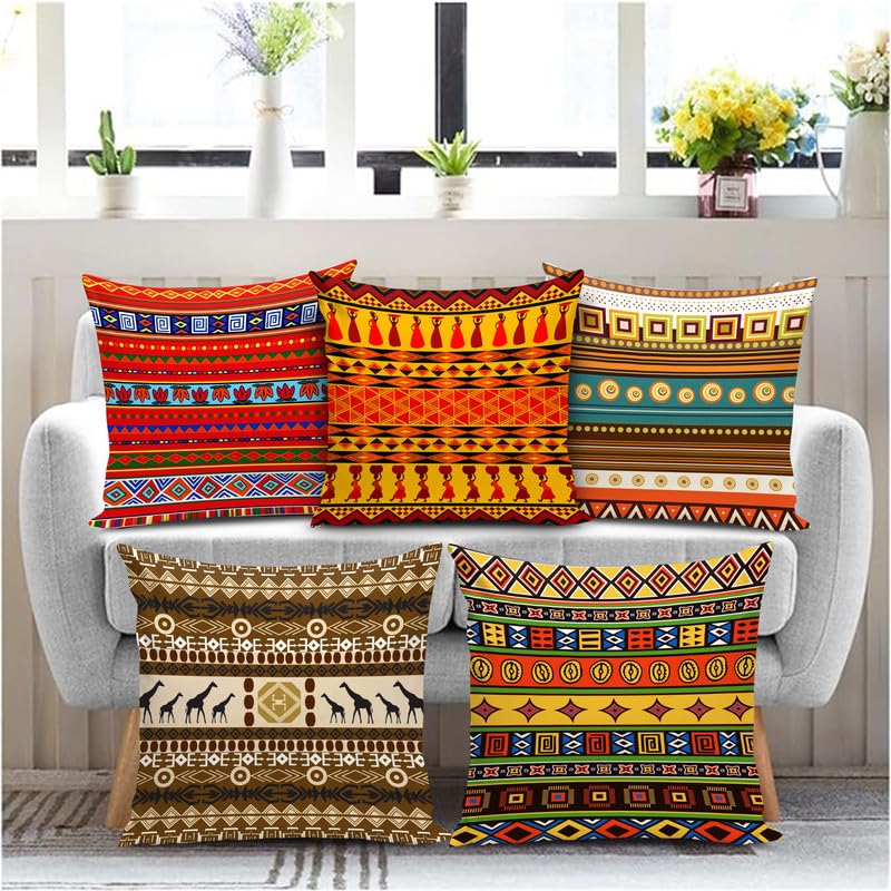BMRGIFTS Soft Fabric Designer Decorative Printed 200 TC Cushion Cover Decorations For Sofa Living Room Set Of 5 16 X 16 Inch Multi (Multimfcc17) - Image 1