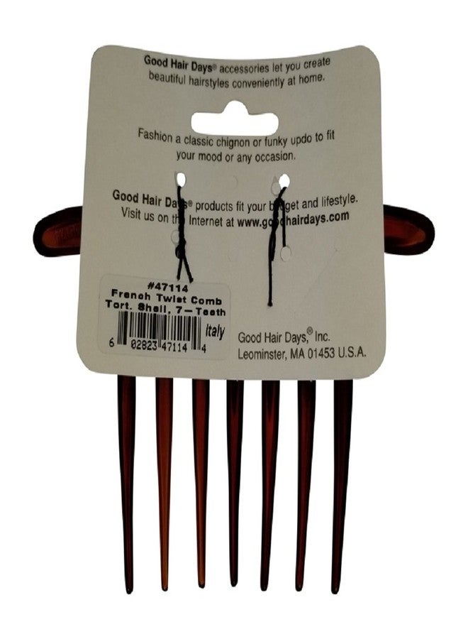 Good Hair Days French Twist Comb - 7‑Tooth Curved Styling Comb for Elegant Updos, Bridal Jewelry & Hair Pin Accessories in Daily & Wedding - Tortoise Shell - Image 2