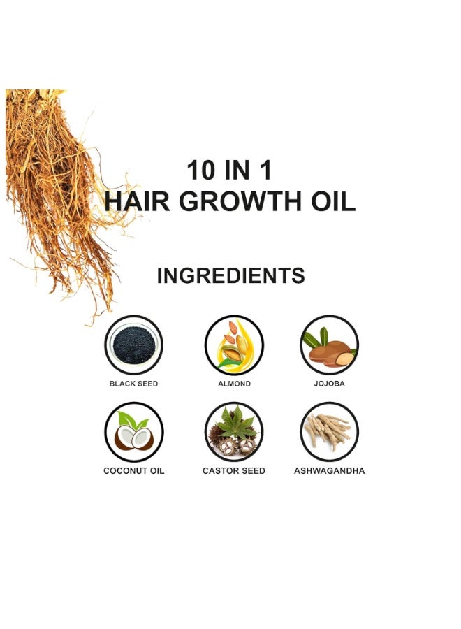 Love Earth 10 In 1 Hair Growth Oil|Soybean Oil, Black Seed Oil, Jojoba Oil, Sweet Almond Oil, Coconut Oil, Castor Seed Oil, Spikenard Oil, Ashwagandha Oil, Graecum Seed Oil, Zizanoides Root Oil|100ml - Image 5