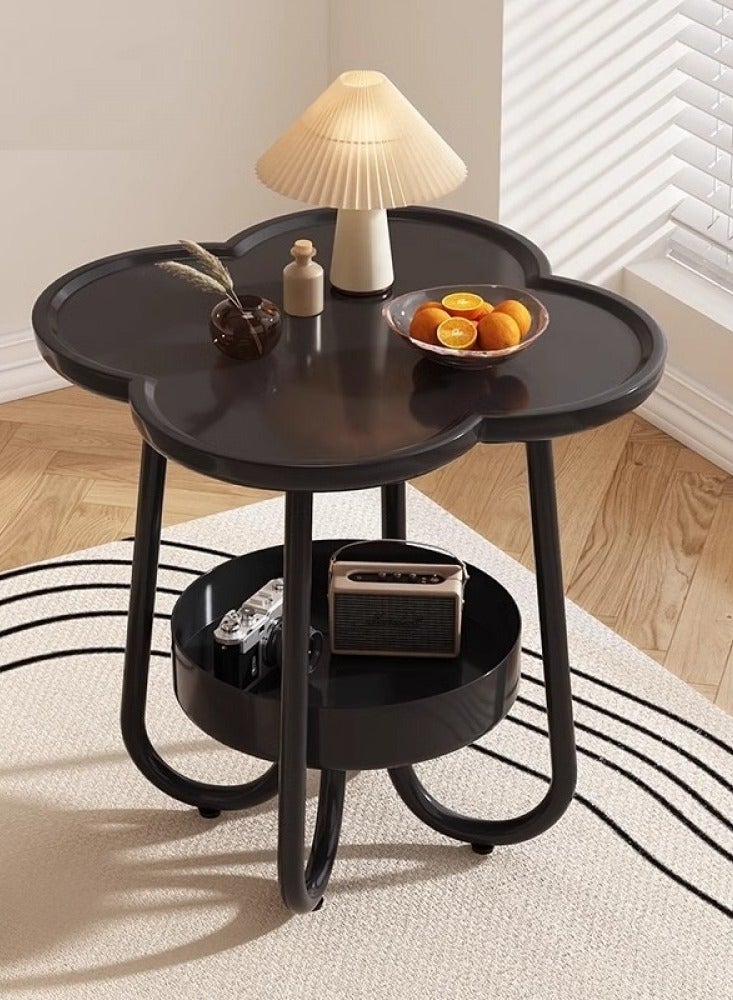 DubaiGallery Movable Living Room Small Coffee Tea Side Table Nordic Cream 2 Layer Teapoy Bedroom Bedside - Image 3