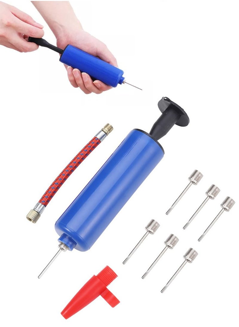 QUTOOB Hand Inflator Air Pump for Football, Basketball Air Pump, For Volleyball, For Yoga Balls, For Swim Inflatables, For Balloons, It Includes 7 Pc Needles 1 Pc Valve Adapter and 1 Pc Air Hose  - Image 1