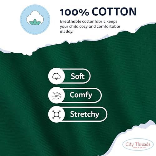 City Threads Made in USA Girls Leggings 100% Cotton for School Uniform Sports Coverage or Play Perfect for Sensitive Skin or SPD Sensory Friendly Clothing, Forest Green, 5 - Image 5